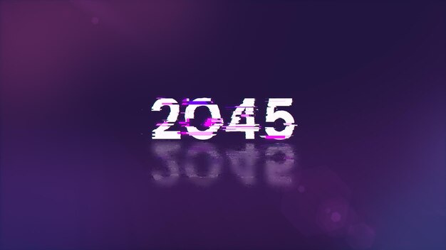 Rendering 3D de texte 2045 avec des effets d'écran de problèmes technologiques