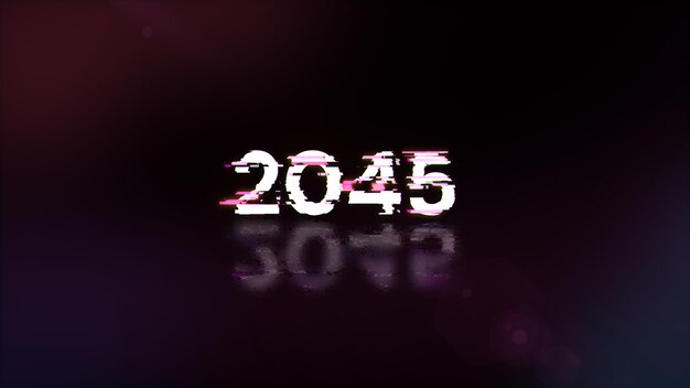 Rendering 3D de texte 2045 avec des effets d'écran de problèmes technologiques