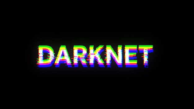 Rendering 3D de texte darknet avec des effets d'écran de glitches technologiques