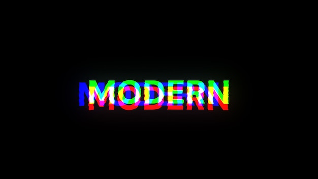 Rendering 3D Texte moderne avec des effets d'écran de glitches technologiques