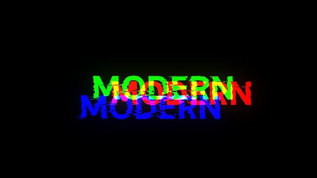 Rendering 3D Texte moderne avec des effets d'écran de glitches technologiques