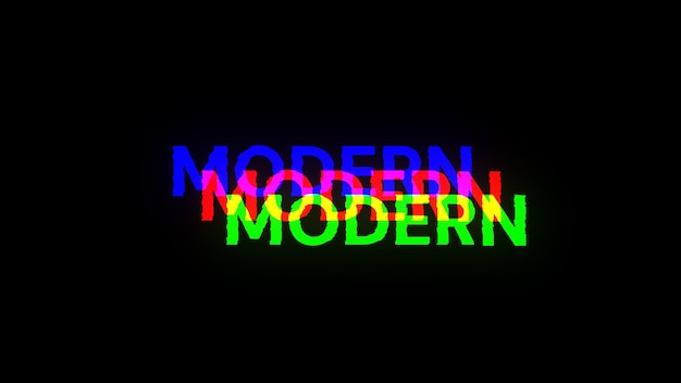 Rendering 3D Texte moderne avec des effets d'écran de glitches technologiques