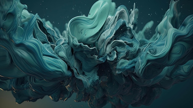 Photo rendering 3d d'une vague bleue de l'océan avec de la mousse blanche sur la surface de l'eau