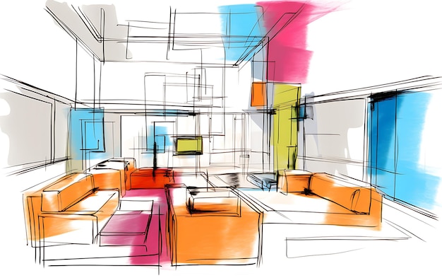 Photo rendering architectural abstrait dessiné au crayon