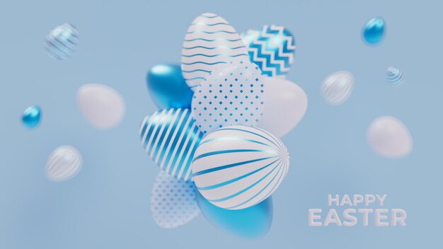 Rendering photo 3D d'œufs décoratifs de Pâques