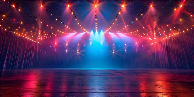 Rendering D vibrant d'une tente de cirque éclairée par un éclairage brillant Concept Rendering 3D Tente de cirque Illumination brillante Couleurs vibrantes