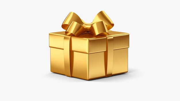 Rendez-vous 3D d'une boîte à cadeaux en or avec un arc