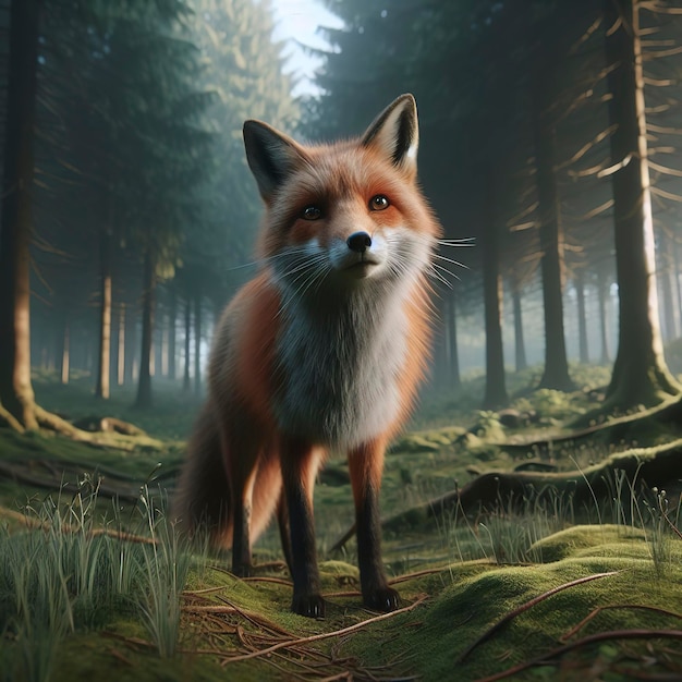 Rendez-vous 3D du renard de forêt