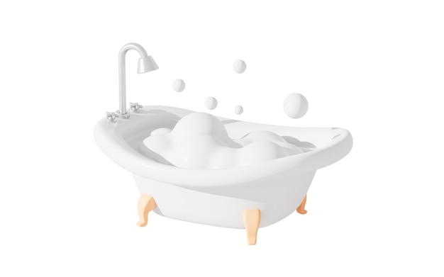 Rendez-vous 3D isolé de la baignoire blanche de dessin animé