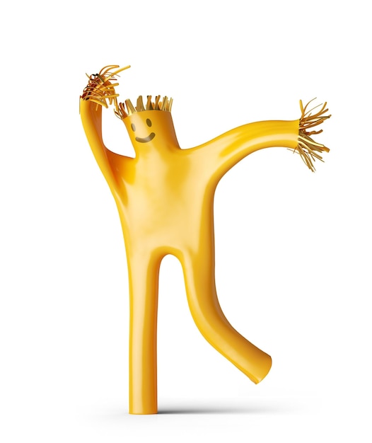 Rendre 3D abstrait personnage de dessin animé jaune jouet gonflable en latex jaune