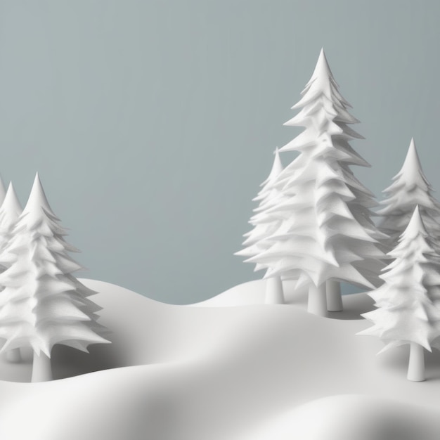 Rendre en 3D l'arrière-plan de Noël avec des arbres de neige