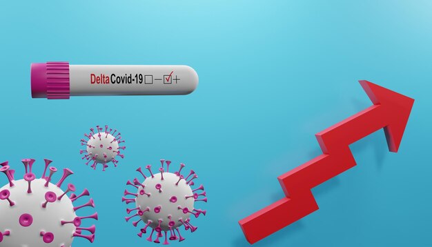 Photo rendre en 3d de l'augmentation de l'incidence avec le variant delta covid19