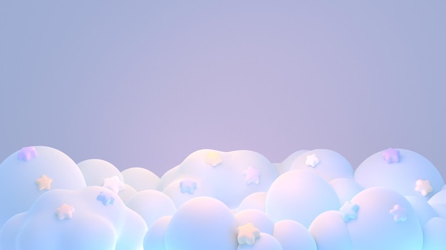 Rendre en 3D des nuages de dessins animés avec des étoiles