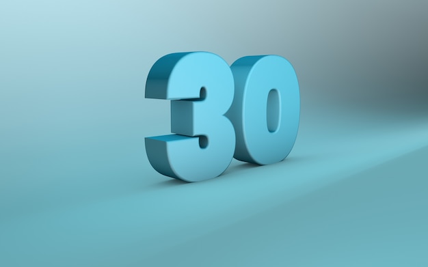 Rendu 3D de 30 nombre Lettrage 3D trente nombre