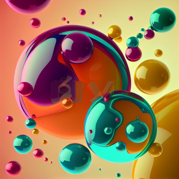 Rendu 3D abstrait de bulles de bulles colorées