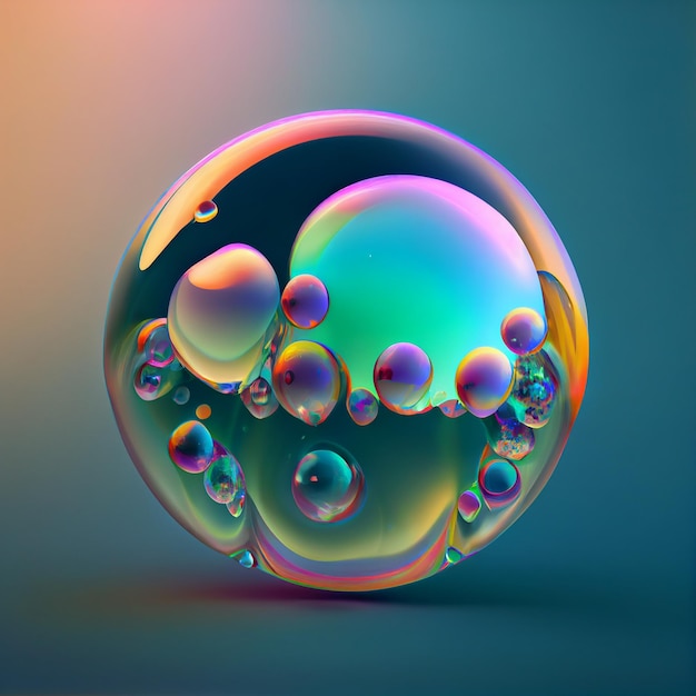 Rendu 3D abstrait de bulles de bulles colorées