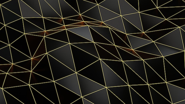 Rendu 3D abstrait cristal noir fond d'écran polygonal