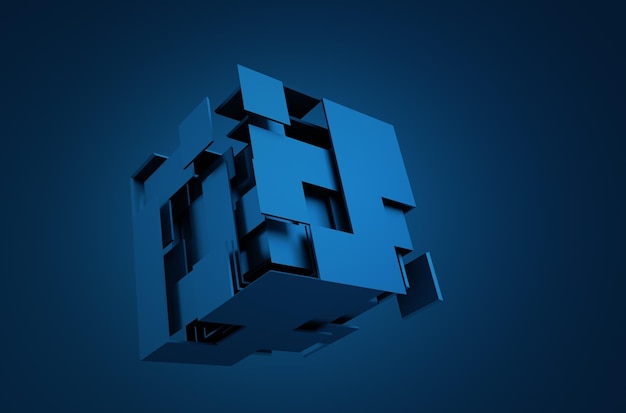 Rendu 3D abstrait du cube volant