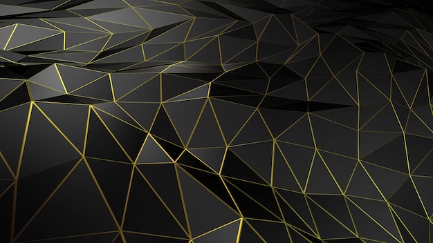 Rendu 3D abstrait espace polygonal low poly avec surface de connexion