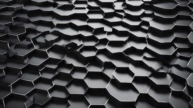 rendu 3d abstrait fond de forme hexagonale de flexion noire