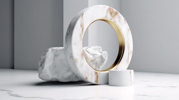 Rendu 3d abstrait fond minimal moderne avec anneau doré Ai générative