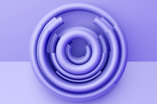 Rendu 3D abstrait fractale ronde très violet, portail. Spirale ronde colorée.