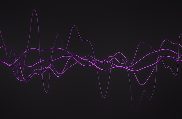 Rendu 3D abstrait de lignes ondulées brillantes