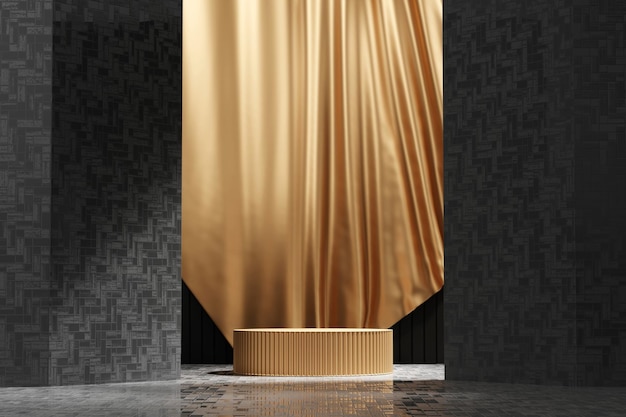 Rendu 3D abstrait noir et or plate-forme podium présentation du produit toile de fond
