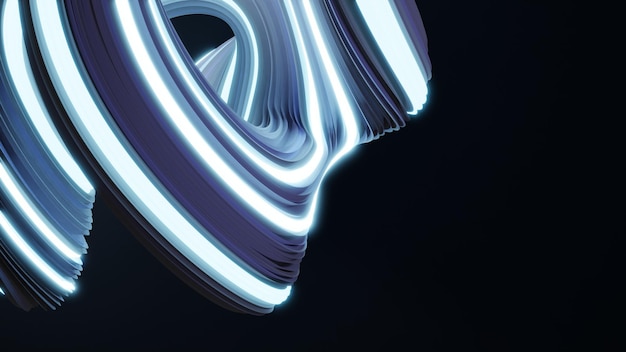 Photo rendu 3d abstrait ondulé avec lumière bleue