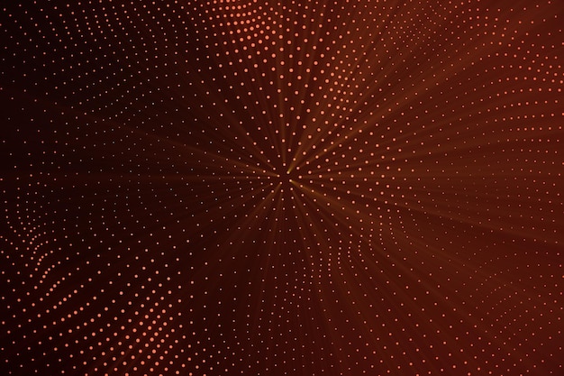 Rendu 3d abstrait polygonal low poly wave background avec des points et des lignes de connexion Structure abstraite de connexion de flux Low poly mesh Flow Wave Lignes et points rouges