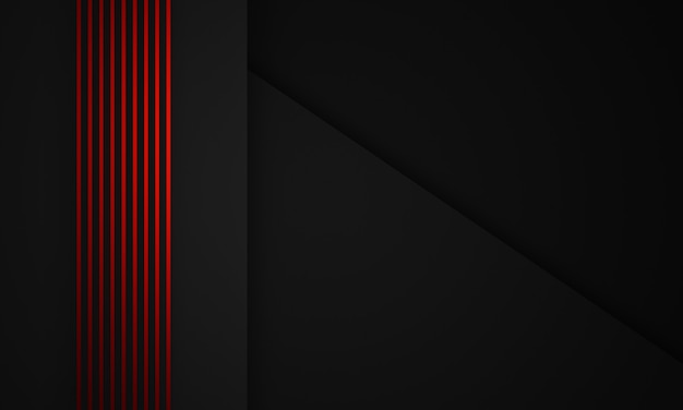 Rendu 3D abstrait rouge dépouillé et fond noir.