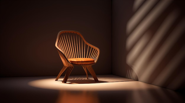 Rendu 3D accrocheur d'une chaise moderne et élégante avec un éclairage et des ombres époustouflants