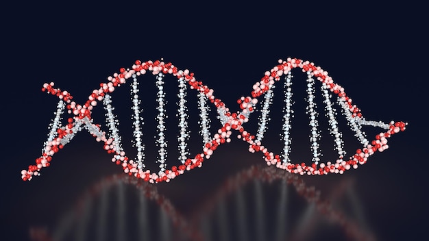 rendu 3d, adn sur fond sombre, lutte contre un nouveau virus de mutation de souche, médecine, santé