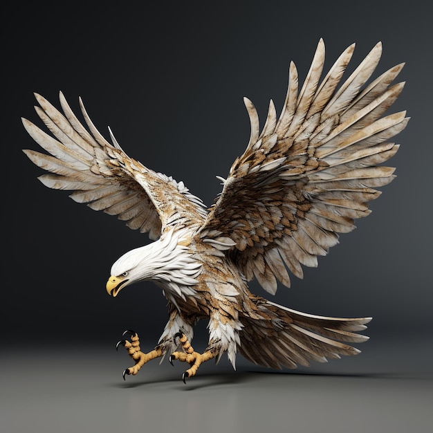 Rendu 3D d'aigle avec ailes ouvertes