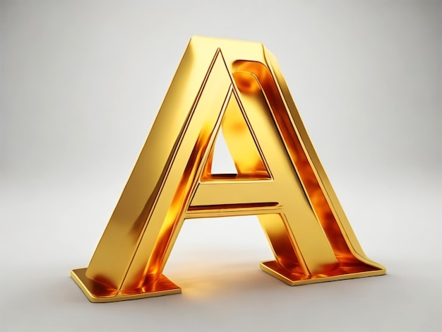 Photo rendu 3d alphabet couleur dorée a