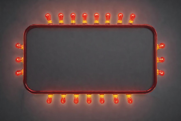 Rendu 3D d'une ampoule rouge avec un cadre au néon brillantRendu 3D d'une ampoule rouge avec un g