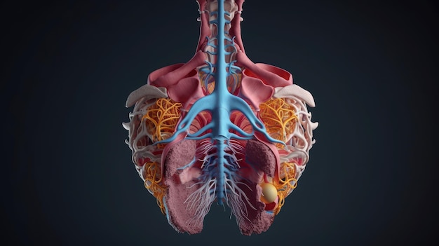 Rendu 3D de l'anatomie humaine du diaphragme thoracique