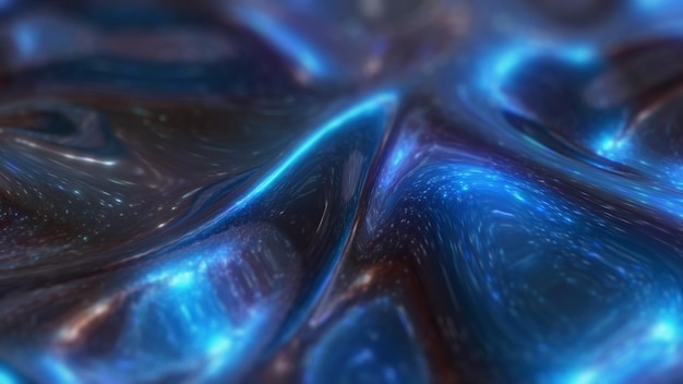 Rendu 3d d'animation abstraite en boucle en métal bleu foncé liquide