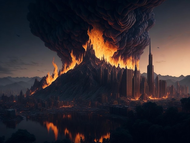 Le rendu 3D Apocalypse Cometh arrive à New York lors de l'événement Extinctionlevel Doomsday End of the world B