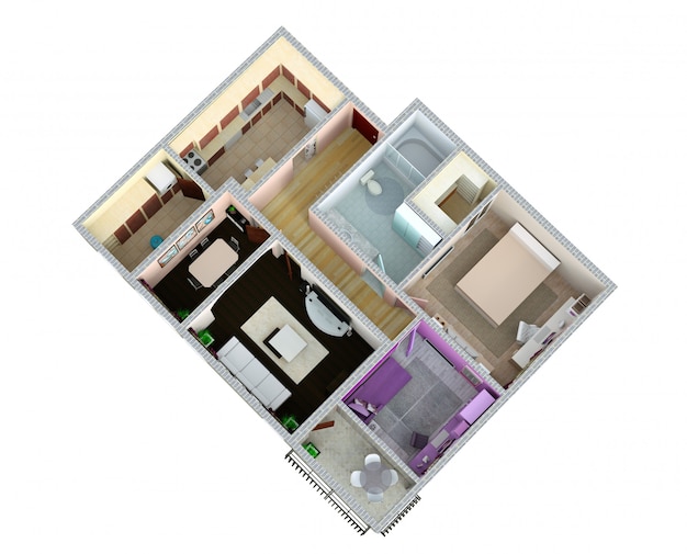 Rendu 3D d'un appartement