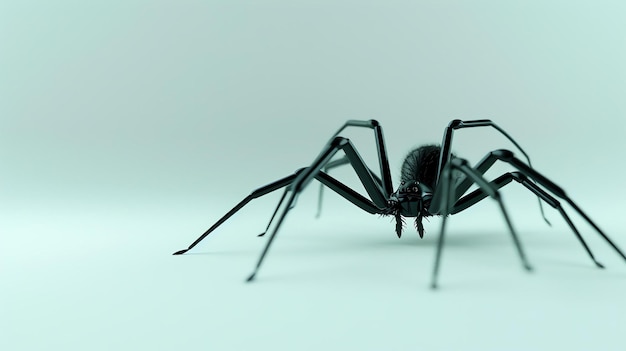 Un rendu 3D d'une araignée veuve noire L'araignée est en focus et nette avec un fond flou