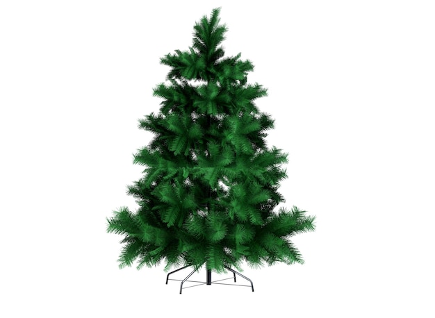 Rendu 3D de l'arbre de Noël sur fond blanc avec canal alpha