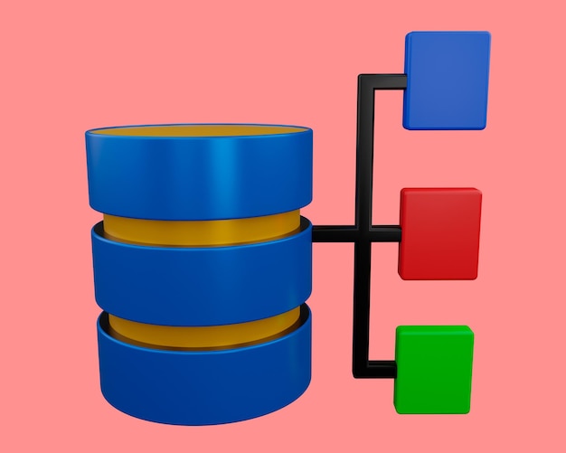 Rendu 3D de l'architecture de la base de données. icône.