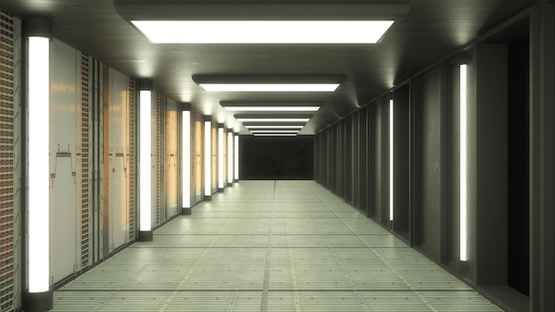 Rendu 3d Architecture de couloir intérieur futuriste