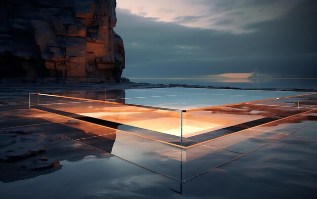 Photo un rendu 3d d'une architecture en verre futuriste abstraite