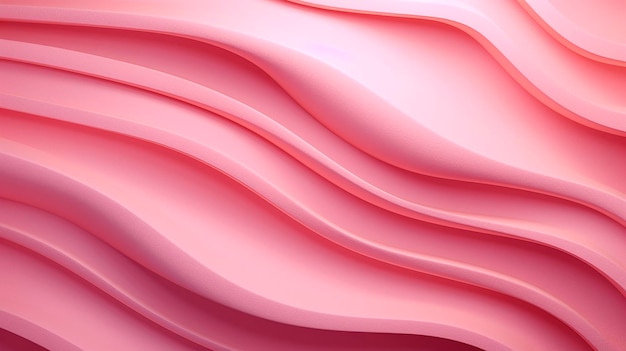 Rendu 3D d'arrière-plan abstrait avec des lignes ondulées lisses en couleurs rosesAI généré