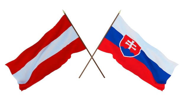 Rendu 3D d'arrière-plan pour les concepteurs illustrateurs Drapeaux de la fête de l'indépendance nationale Autriche et Slovaquie
