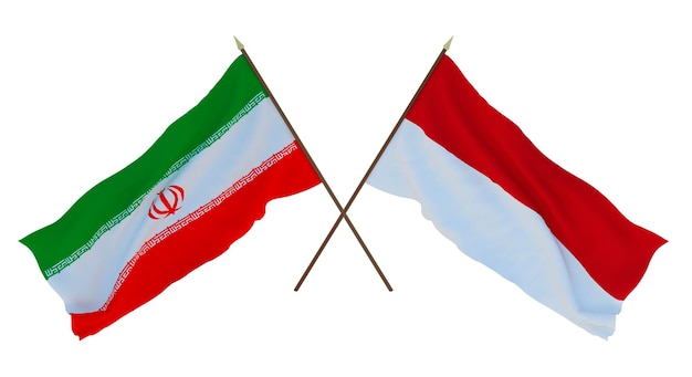 Rendu 3D d'arrière-plan pour les concepteurs illustrateurs Drapeaux de la fête de l'indépendance nationale Iran et Monako