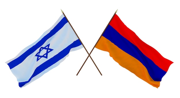 Rendu 3D d'arrière-plan pour les concepteurs illustrateurs Drapeaux de la fête de l'indépendance nationale Israël et l'Arménie