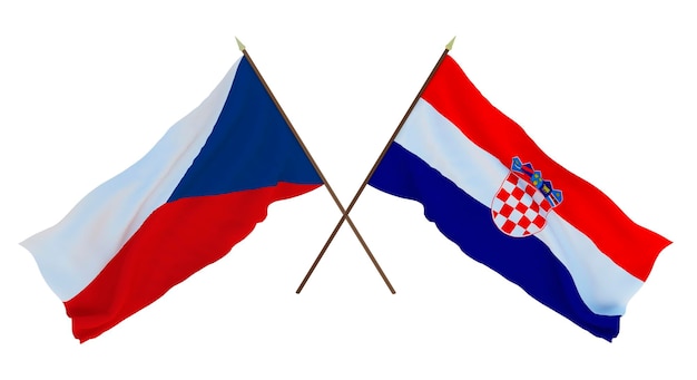 Rendu 3d D'arrière-plan Pour Les Concepteurs Illustrateurs Drapeaux De La Fête De L'indépendance Nationale République Tchèque Et Croatie